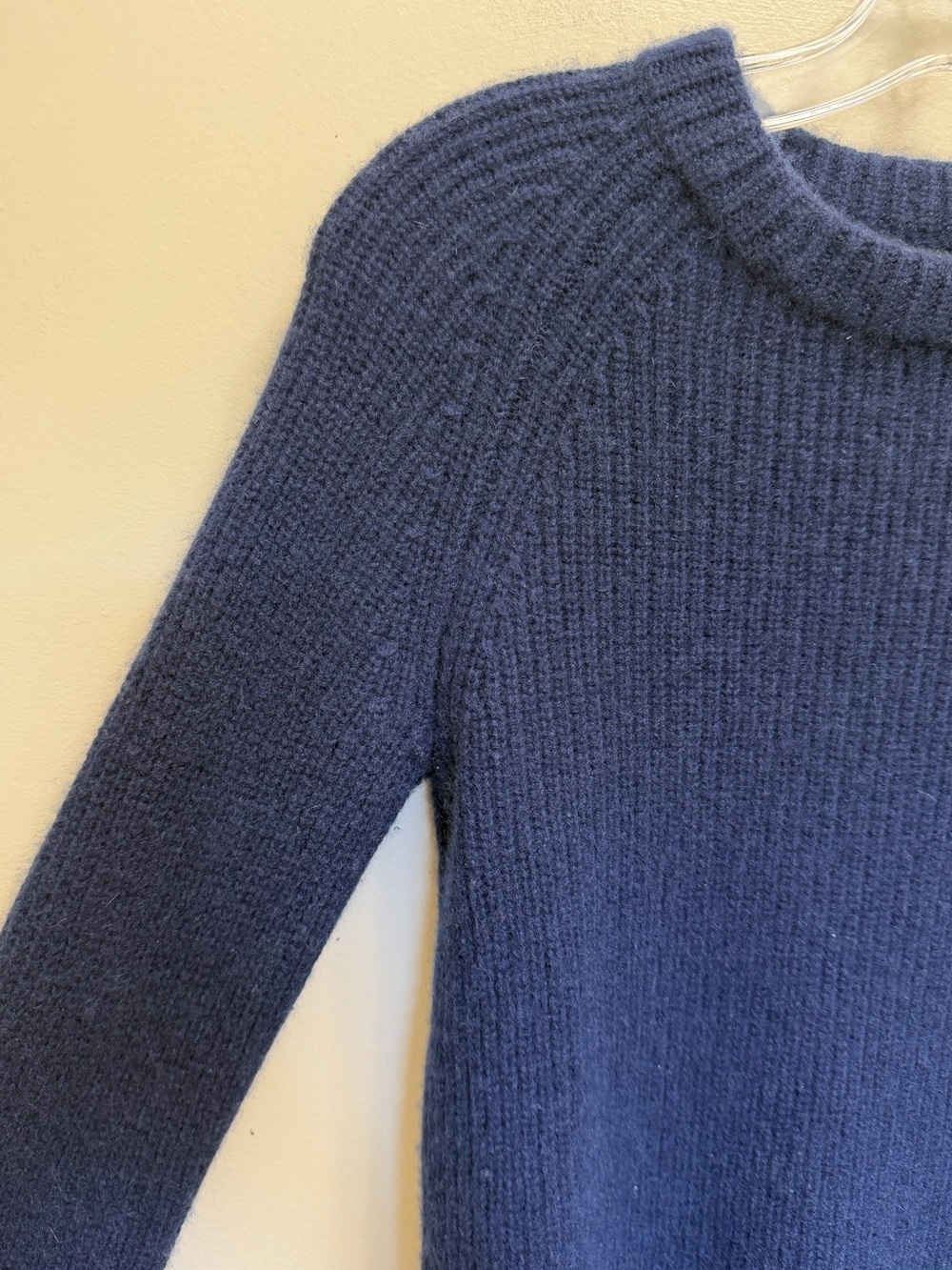 Quince Mongolian Cashmere Fisherman Crewneck Sweater Navy Blue Size S - Picture 4 of 9